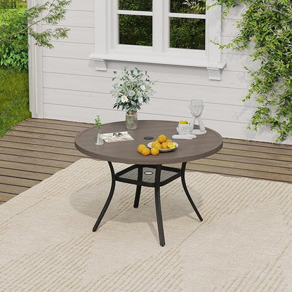 VICLLAX 5 Pieces Outdoor Dining Set, Patio Furniture Set of 4 Patio Swivel Dining Chairs and 41" Patio Round Table with Storage Shelf, Grey Chairs & Antique Grey Tabletop