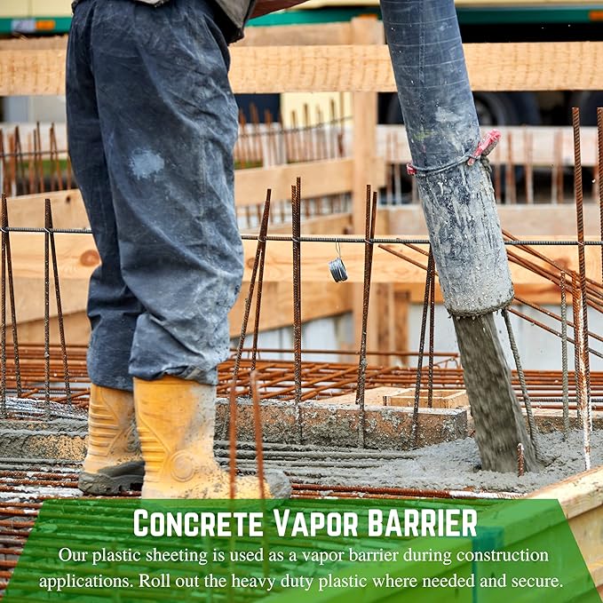 Farm Plastic Supply - Concrete Vapor Barrier - 20 mil - Heavy Duty Plastic Tarp, Polyolefin Vapor Barrier Plastic Sheeting, Painters Tarp, Roll of Heavy Duty Plastic (12' x 105')
