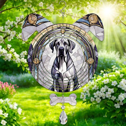 Great Dane Dog Ears Wind Spinner, Great Dane Wind Spinner Hanging for Yard and Garden V02