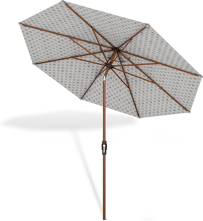 Midtown Umbrellas Sunbrella Umbrella Outdoor Patio Umbrella 2-8 Feet in Infused Gem Acrylic Fabric - Auto-Tilt Aluminum Frame For Backyard Umbrella, Deck Umbrella & Porch Umbrella - Wooden Pole