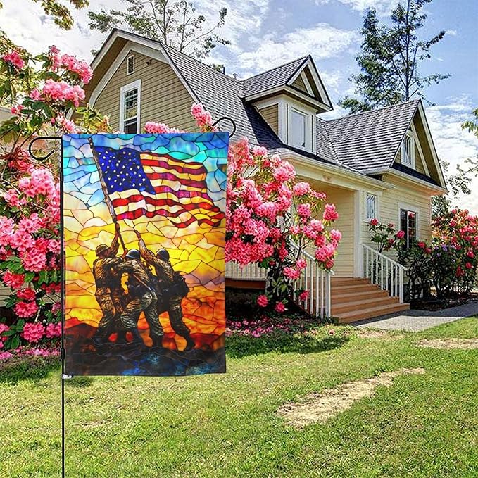 4th of July Garden Flag Independence Day Decorations Vertical Double Sided Outdoor Yard Flags 12.5x18 Inch Burlap Banners for House Lawn