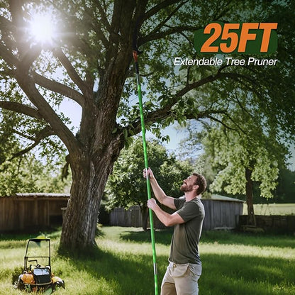 Lineslife 25ft Tree Pole Pruner Manual,Branches Trimmer Tree Branch,Hand Pole Saws Extendable Height