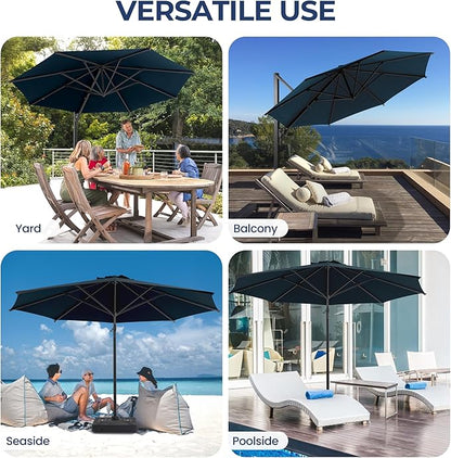 SUNVIVI OUTDOOR Outdoor Patio Umbrella, Patio Umbrella, Market Umbrella, Large Outdoor Umbrella, Metal Pole Umbrella with Push Button Tilt and Crank, Polyester Canopy