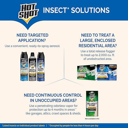 Hot Shot Flying Insect Killer, 15 Ounces, Aerosol Formula Kills Houseflies, Mosquitoes and Other Listed Flying Insects by Contact Indoors and Outdoors with Clean Fresh Scent, 3 Pack