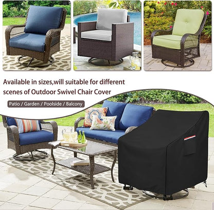 Okcool Outdoor Swivel Chair Cover 2 Pack,Outdoor Furniture Patio Chair Covers Waterproof Clearance,(27.5"W x 32.5"D x 39"H) Outdoor Lawn Patio Furniture Covers,Black