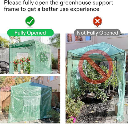 VIVOSUN 8'x6' Portable Walk-in Greenhouse with PE Cover, Instant Pop-up and Walk-in Folding, Roll-Up Zipper Entry Doors and 2-Side Viewing Windows, Easy Setup for Plants Outdoor
