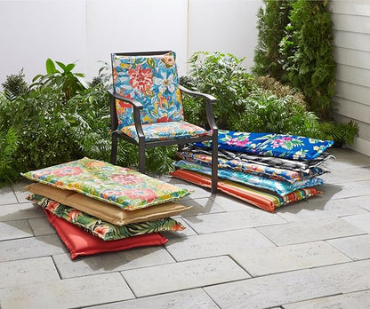 BrylaneHome Hinged Back & Seat Cushion - 21.5" H Seat Back - Patio & Outdoor - Water, Stain & Fade Resistant - Geranium