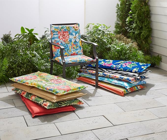 BrylaneHome Hinged Back & Seat Cushion - 21.5" H Seat Back - Patio & Outdoor - Water, Stain & Fade Resistant - Granada