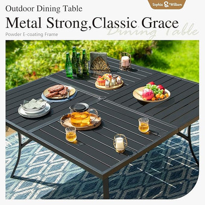 Sophia & William Patio Dining Set for 8, Lightweight Aluminum Outdoor Dining Chairs and Large Square Metal Table, Stackable Chairs and Easy to Move for Lawn Garden Yard (Blue)