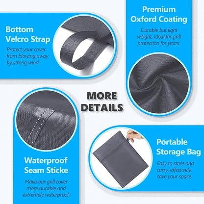22 Inch Kettle Grill Cover - Superior Charcoal Cover for Weber Original and Master Touch - 600D Outdoor BBQ Cover for 22 Inch Weber Grills and More