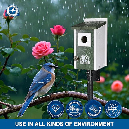Bird Houses for Outside, Dark Green Bird House, Bluebird Houses for Outside, Garden Decoration Birdhouses for Outdoors, Bluebird Finch Swallow Wren Chickadee