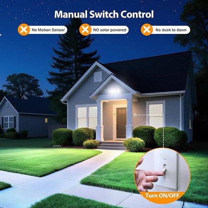 Onforu 3 Packs 60W Flood Lights Outdoor, 6000LM Brightness Security Lights,Switch Controlled, IP65 Waterproof, 6500K Exterior LED Flood Light with 3 Adjustable Heads for Yard Home