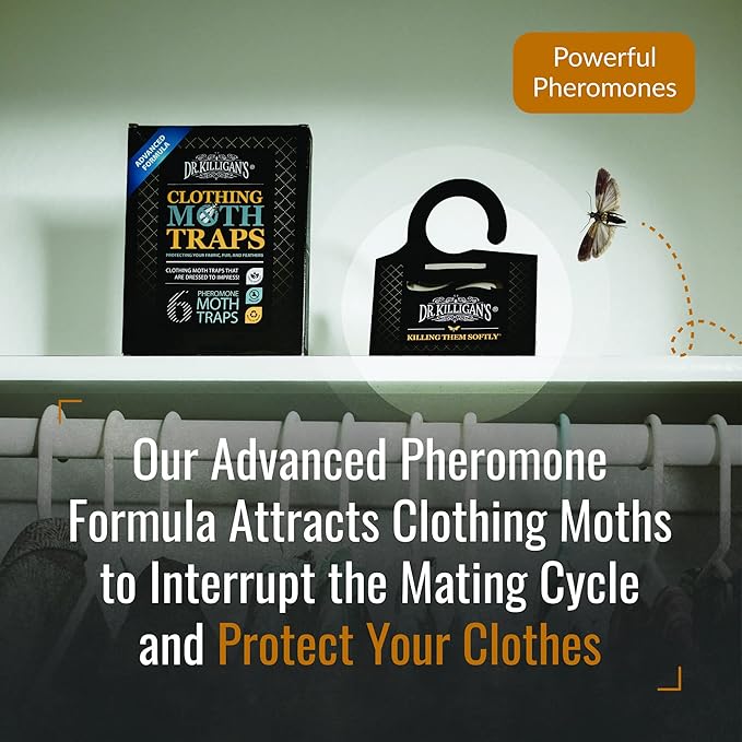 Dr. Killigan’s Moth Traps & Cedar Planks - Clothes Protection Combo – for Preventing and Eliminating Clothing Moths in Closets, Drawers & Storage