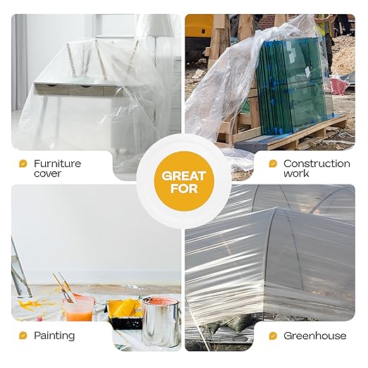 Plastic Sheeting 6 mil, 40' x 100' (4000 sq. ft.) - Semi-Clear Thick Painting Plastic Covering for Painting, Construction and Greenhouse - LDPE Plastic Rolls Heavy Duty Outdoor by IDL Packaging