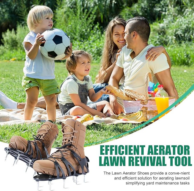 Professional Lawn Aerator Shoes – Adjustable Spike Shoes with Wrap Lacing, Heavy-Duty Spiked Aerating Sandals | One-Size-Fits-All for Yard, Patio, Lawn & Garden