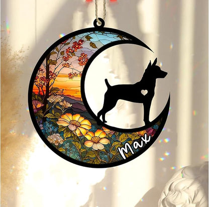 Personalized Dog Memorial, Custom Name Rat Terrier Dog Christmas Ornament with Name, Custom Breeds, Pet Loss Light Catcher, Gifts for Lovers Loss of Pet Sympathy on Mothers Day Christmas