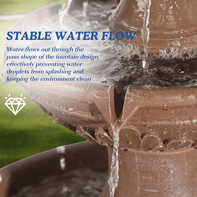 Italian Outdoor Water Fountains Garden Decor - 48.4''H Fountains and Waterfalls Outside, Large Cascading Indoor Floor-Standing Resin Bubbler Fountain Features W/Pump for Patio and Yard