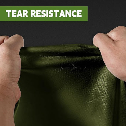 Green/Silver Heavy Duty Waterproof Tarp 12x24FT, 12mil Thick，Multifunctional tarp Whit Tear&Fade Resistant,UV Resistant,with Grommets and Reinforced Edges.