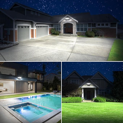 Onforu 80W 9000LM Flood Lights Outdoor, Brightness Security LED Flood Lights with 3 Adjustable Heads, Switch Controlled, IP66 Waterproof 6500K Outside Exterior Flood Light for Yard Garage Eave Patio