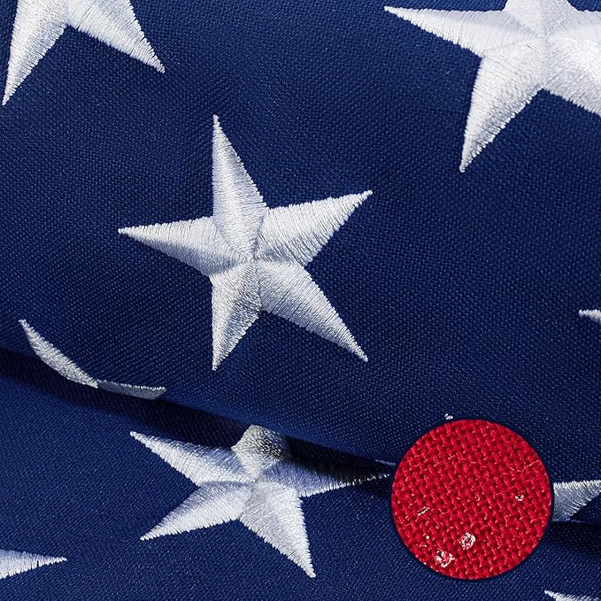 American Flag 4x6 FT,Weatherproof Heavy Duty Polyester Canvas Flags Ultra Durable Tear-Resistant, Deluxe Embroidered Stars & Sewn Stripes, Perfect for Outdoor Use with Brass Grommets