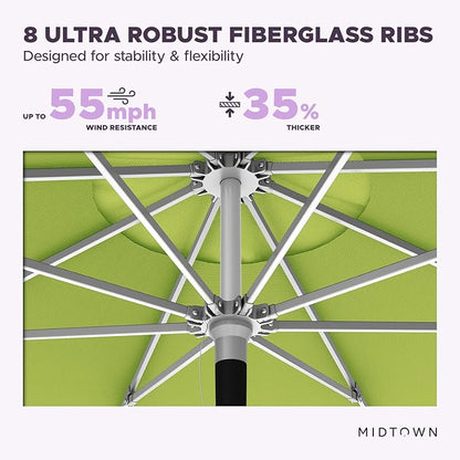 Midtown Umbrellas Push Pop Sunbrella Umbrella 9 Feet Outdoor Umbrella in Macaw Acrylic - Patio Umbrella, Backyard Umbrella, Garden Umbrella, Picnic Table Umbrella & Pool Umbrella - Black Pole