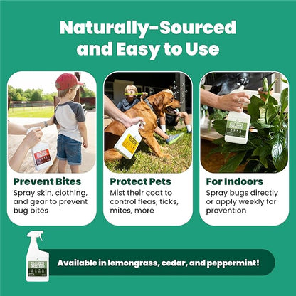 Cedarcide All-Purpose Bug Spray | Kill and Control Mosquitos, Fleas, Ticks, Ants | Made with Natural Essential Oils | Use on People, Pets & Kids (Peppermint, Quart (32 Oz.))
