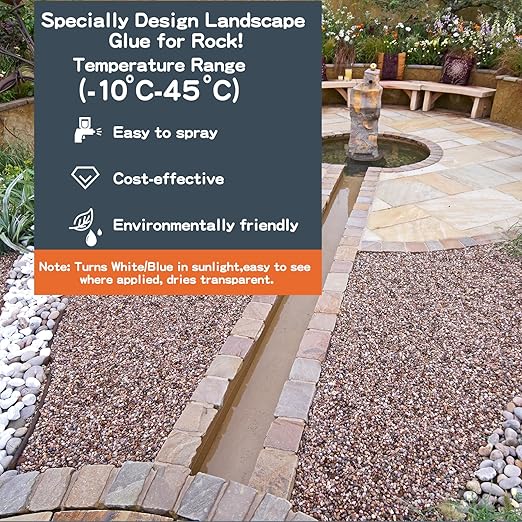 Rock Glue, 4Gallon Mulch Glue for Landscaping, Fast-Dry Strong Pea Gravel Stabilizer Landscape, Non-Toxic Long-Lasting Dries-Clear Strong Pea Gravel Binder for Pebble, Pine Straw for Outdoor Gardens