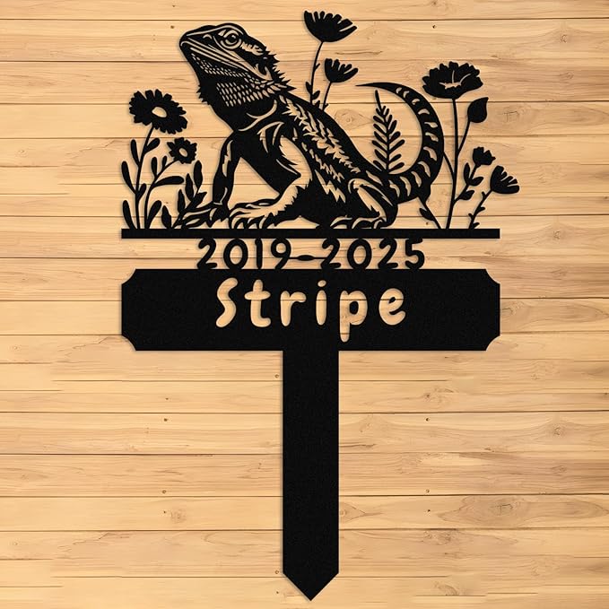 Custom Lizard Grave Marker,Personalized Pet Gecko Memorial Garden Stake,Pet Memorial Gift,Remembrance Stake,Loss of Lizard Gecko Iguana,Sympathy Sign Lizard 8inch