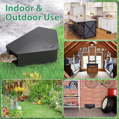 Rat Station Box with Keys, 6 Pack Rodent Station Keeps Rats Away, Keeps Children and Pets Safe, Key Unlocking, Reusable & Long-Lasting, Indoor & Outdoor