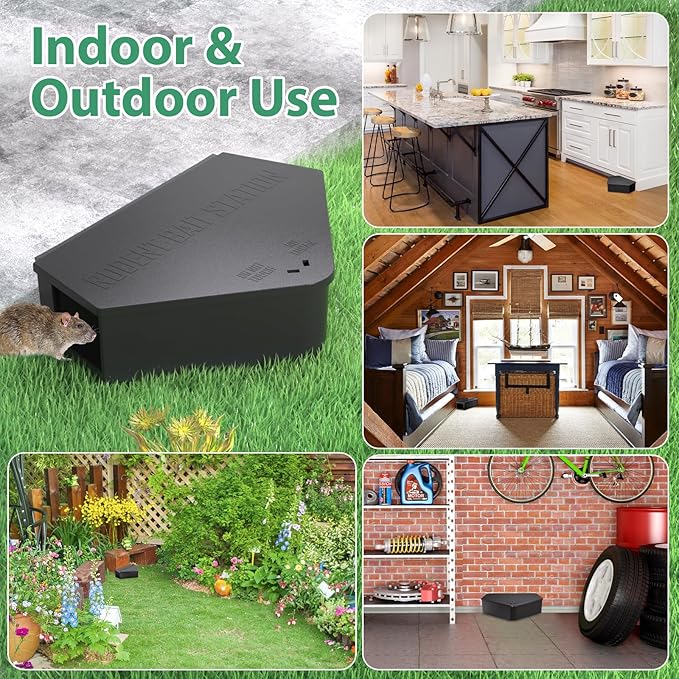 Rat Station Box with Keys, 2 Pack Rodent Station Keeps Rats Away, Keeps Children and Pets Safe, Key Unlocking, Reusable & Long-Lasting, Indoor & Outdoor