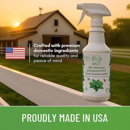 Minty Insect & Pest Control, Powerful & Natural 5% Peppermint Oil Spray for Ants, Spiders, Bed Bugs, Dust Mites, Roaches and More - Indoor and Outdoor Use, 128 fl oz Gallon
