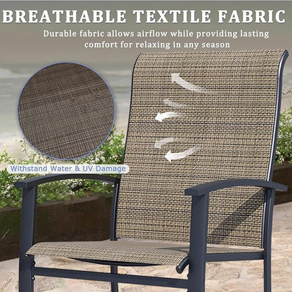 Outdoor Dining Chairs Set of 8, Stackable Patio Chairs with Metal Frame & Textilene Fabric, Perfect for Patio Garden Deck, Mocha