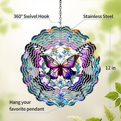 Butterfly Wind Spinner Outdoor - Birthday Gifts for Women, Men, Mom, Father, Garden Decor Gifts, Hanging Wind Sculptures 12 inch 3D Wind Spinners for Outdoor Decor for Outside, Yard, Patio Deals
