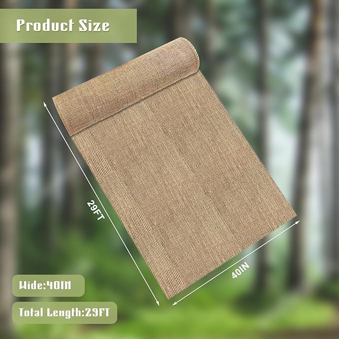 Svepndic 40in x 29ft Multipurpose Natural Burlap Fabrics Tree Wraps Rolls Tree Trunk Protectors,Gardening Burlap Rolls for Decorations, Weddings,Landscaping,Home