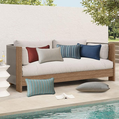 Sunbrella Decorative Outdoor Water Repellent Throw Pillows with Inserts, Set of 4, 20" x12" Pillows for Patio, Backyard, Bed, Couch, and Patio Furniture, Specrtum Pebble