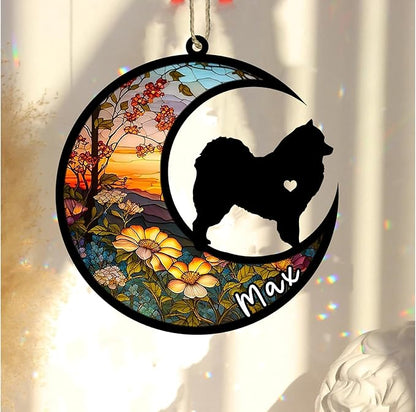 Personalized Dog Memorial, Custom Name Samoyed Dog Christmas Ornament with Name, Custom Breeds, Pet Loss Light Catcher, Gifts for Lovers Loss of Pet Sympathy on Mothers Day Christmas