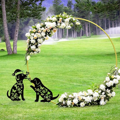 Metal Dog Garden Decor/Stakes,Gifts for Mother/Father/Dog Lovers,17" Outdoor Patio Decorative/Yard Art Statues,Weather Resistant Steel Animal Sculptures-Puppy Signs Lawn Ornaments,Set of 2.
