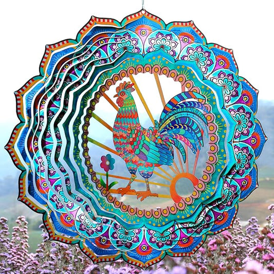 Rooster Wind Spinner for Yard and Garden,12in Wind Spinners Outdoor Rooster Gifts,Chicken Gifts for Women Mother Grandma Wife Men Father,Garden Decor Metal Hanging Yard Art Wind Sculpture