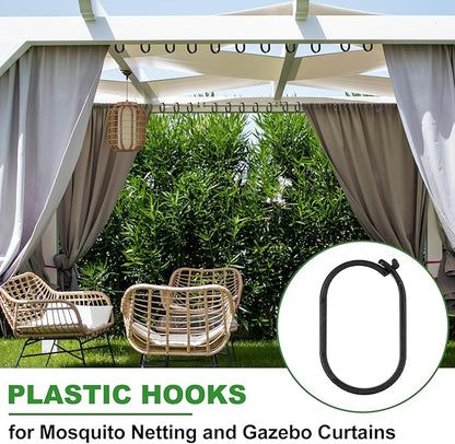 Kathfly 50pcs Gazebo Curtains Hooks Rustproof Plastic Shower Curtain Rings Hooks Outdoor Gazebo Replacement Parts Accessories for Outdoor Canopy Mosquito Nets Window Drapes Home Hotel Supplies