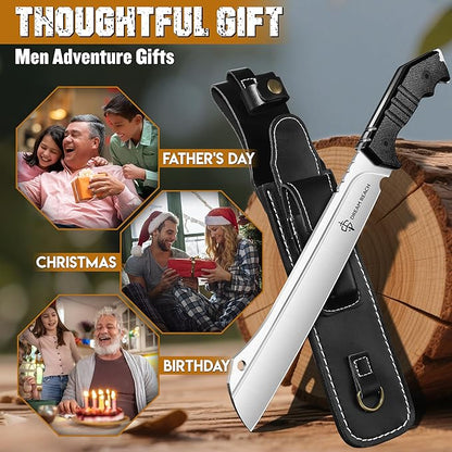 Dream Reach Heavy Duty Machete - Portable Full Tang Outdoor Survival Knife with Sheath Strap for Camping Hiking Gift for Men 9.6 Inches