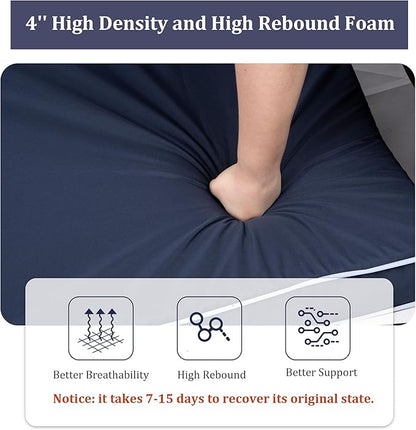 Chaise Lounge Cushions Outdoor Furniture 80 x 26 Inch Patio Lounge Chair Cushions 4'' Thick Waterproof Outdoor Chaise Cushion Weather Resistant Pool Lounger Cushion(Navy Blue)