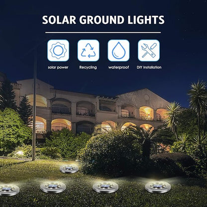 Solar Lights Outdoor 12 Pack, Solar Garden Outdoor Waterproof Pathway Lights Bright In-Ground Light Outdoor Lighting Decor for Lawn, Patio, Yard, Driveway, Step and Walkway White Light