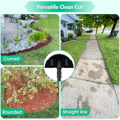 Saw Tooth Edger Lawn Tool, Half Moon Manual Lawn Edger with T-Grip, Sidewalk Grass Long Handled Step Grass Edger, 36-Inch Long Handle Hand Edger