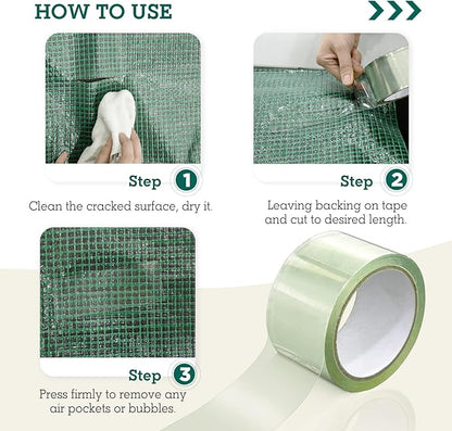 EAGLE PEAK Greenhouse Cover Repair Tape 2''x15' Heavy Duty 18.9 mil Reinforced Ultra High Performance Acrylic Adhesive Weather Resistant Tape for PE Polyethylene Greenhouse Covers and Film, Clear