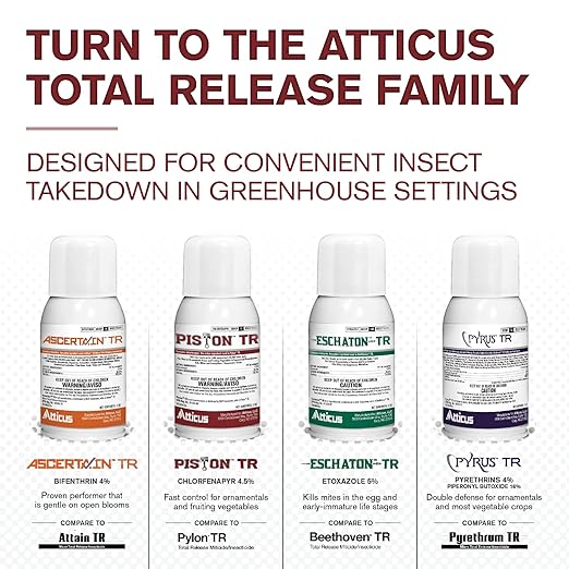 Atticus Piston TR Greenhouse Fogger (12 Pack) - Total Release Chlorfenapyr Insecticide/Miticide - Controls Mites, Thrips, Caterpillars, and Adult Fungus Gnats