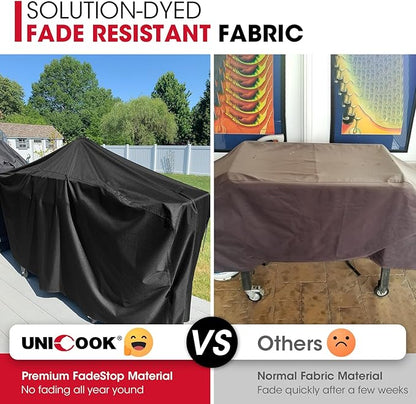 Unicook 75 Inch Griddle Cover for Blackstone 36 Inch Cooking Station with Hood, Large Flat Top Grill Cover with Sealed Seam, Heavy Duty Waterproof, Includes Support Pole