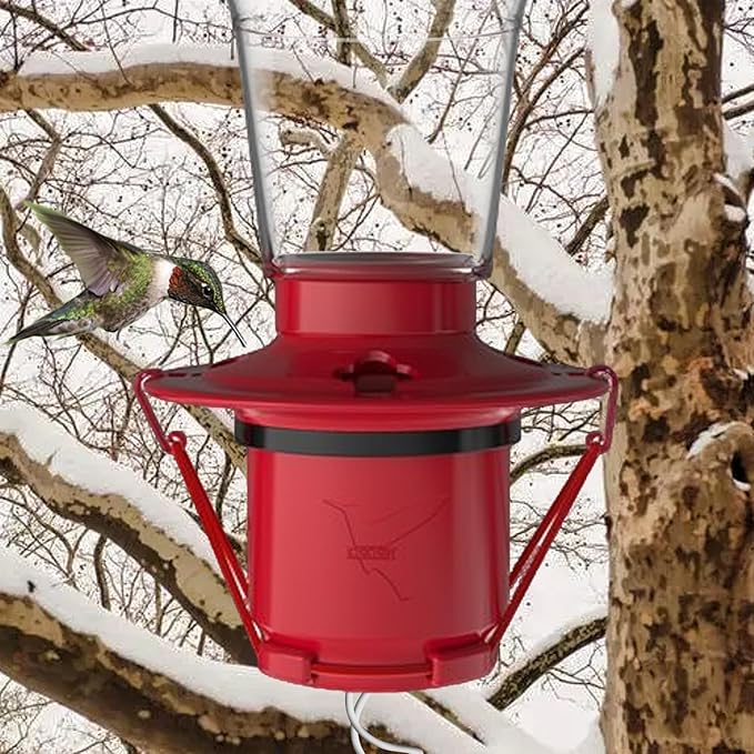 Hummingbird Feeder Heater in Freezing Outdoors Bird Feeder Heater Attaches to Feeder Bottom Backyard Bird Feeder Heater Hearth for Garden Patio Yard Hummingbird Feeder Heater (Red Heater -No Feeder)