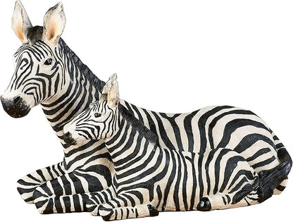 Touch of Class Zebra and Foal Table Sculpture - Resin - Black, White - African Safari Collectible for Bedroom, Living Room, Office, Bookshelf, Mantel, Entryway, Foyer, Nursery