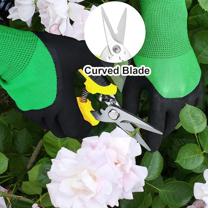 4 Pack Garden Shears Scissors,Pruning Shears, pruning shears for gardening Stainless Steel Blades, Gardening Clippers Hand Pruner With a Gardening Gloves((Red Yellow Blue Orange)