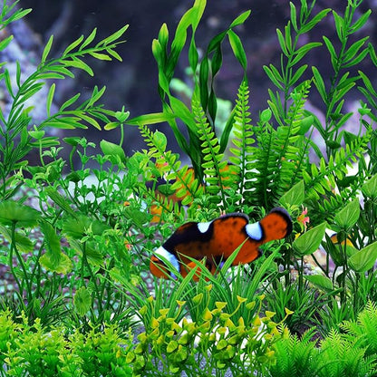 Aquarium Decorations - 25pcs Green Plants for Fish Tank, Plastic Decor Accessories